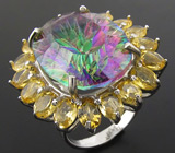 Эффектное кольцо с мистическим топазом и цитринами Серебро 925