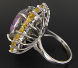 Эффектное кольцо с мистическим топазом и цитринами Серебро 925