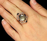 Кольцо со звездчатым, синими сапфирами, гранатами и шпинелями Серебро 925