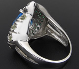 Великолепное кольцо с топазом, перидотами и изумрудами Серебро 925