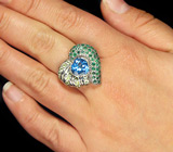 Великолепное кольцо с топазом, перидотами и изумрудами Серебро 925