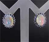 Серьги с эфиопскими опалами и сапфирами Серебро 925