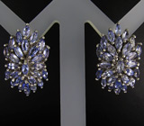 Великолепные серьги с танзанитами Серебро 925