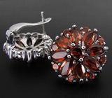Роскошные серьги с гранатами Серебро 925