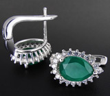 Серьги с зелеными агатами Серебро 925