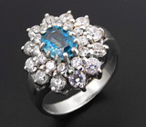 Прелестное кольцо с небесно-голубым цирконом Серебро 925