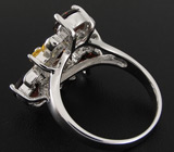 Оригинальное кольцо с гранатами и цитринами Серебро 925