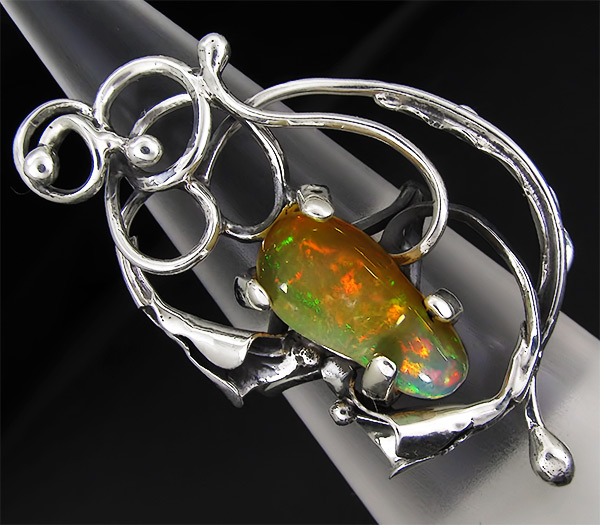 Кольцо с мексиканским огненным опалом 4 карат