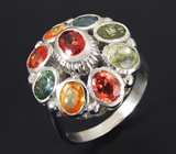 Кольцо с разноцветными сапфирами Серебро 925