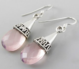 Серьги с розовым кварцем Серебро 925