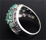 Кольцо с изумрудами и танзанитами Серебро 925
