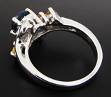 Элегантное кольцо со звездчатым и золотистыми сапфирами Серебро 925