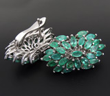 Роскошные серьги с изумрудами Серебро 925