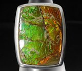 Кольцо из коллекции "ELITE" с аммолитом аммонита Серебро 925