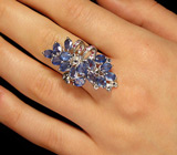 Великолепное кольцо с сапфирами Серебро 925