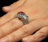 Кольцо "Дракон" с розовыми сапфирами Серебро 925