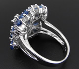 Роскошное кольцо с синими сапфирами Серебро 925