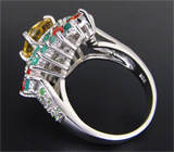 Кольцо с цитрином, изумрудами, цаворитами гранатами и сапфирами Серебро 925