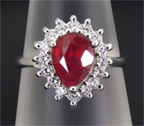 Изящное кольцо с рубином Серебро 925