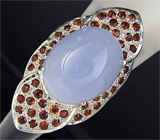 Крупное кольцо с лавандовым хацледоном и гранатами Серебро 925