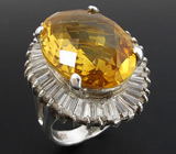 Эффектное кольцо с золотистым цитрином Серебро 925