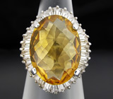 Эффектное кольцо с золотистым цитрином Серебро 925