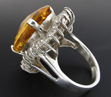 Эффектное кольцо с золотистым цитрином Серебро 925