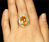 Эффектное кольцо с золотистым цитрином Серебро 925