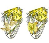 Кольцо с лимонным цитрином авторской огранки и самоцветами