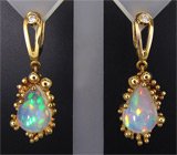 Серьги с парой эфиопских опалов и бриллиантами