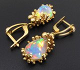 Серьги с парой эфиопских опалов и бриллиантами