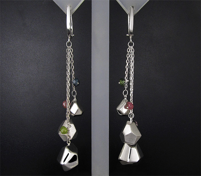 Серьги из коллекции "Miracle" с разноцветными турмалинами