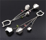 Серьги из коллекции "Miracle" с разноцветными турмалинами Серебро 925