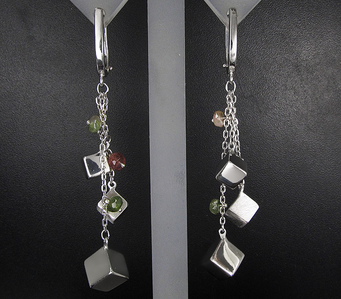 Серьги из коллекции "Miracle" с разноцветными турмалинами