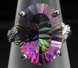 Элегантное кольцо с мистическим топазом и цаворитами Серебро 925