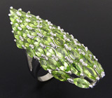 Превосходное крупное кольцо с перидотами Серебро 925