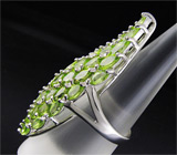 Превосходное крупное кольцо с перидотами Серебро 925