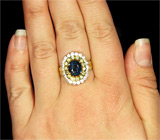 Замечательное кольцо с топазом, перидотами и бесцветными цирконами Серебро 925