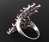 Замечательное кольцо с родолитами Серебро 925