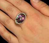 Кольцо с мистическим топазом, цаворитами и аметистами Серебро 925