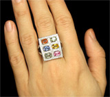Кольцо с разноцветными сапфирами и бриллиантами 1,24 карат Золото
