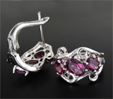 Серьги с родолитами гранатами Серебро 925