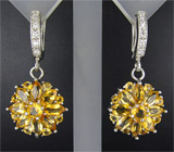 Серьги с золотистыми цитринами Серебро 925