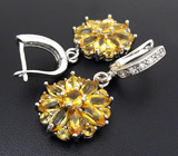 Серьги с золотистыми цитринами Серебро 925