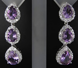 Элегантные серьги с аметистами Серебро 925
