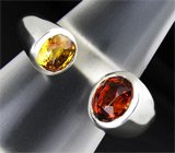 Кольцо с мандариновым спессартином гранатом и золотисто-желтым сапфиром