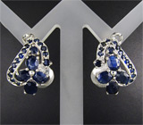 Замечательные серьги с синими сапфирами Серебро 925