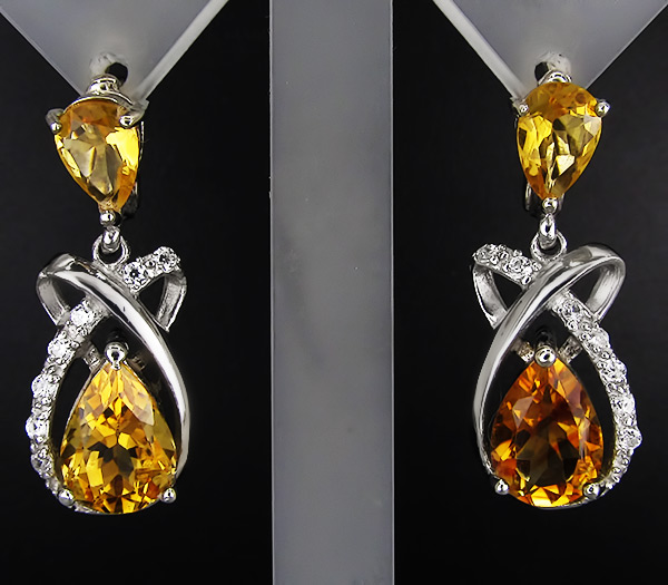 Превосходные серьги с золотистыми цитринами