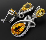 Превосходные серьги с золотистыми цитринами Серебро 925