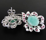 Серьги с изумрудами, цирконами и сапфирами Серебро 925